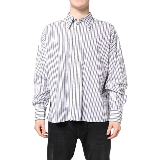 Dolce & Gabbana White Black Stripe Button Down Casual Shirt
