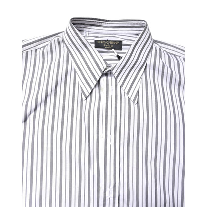 Dolce & Gabbana White Black Stripe Button Down Casual Shirt
