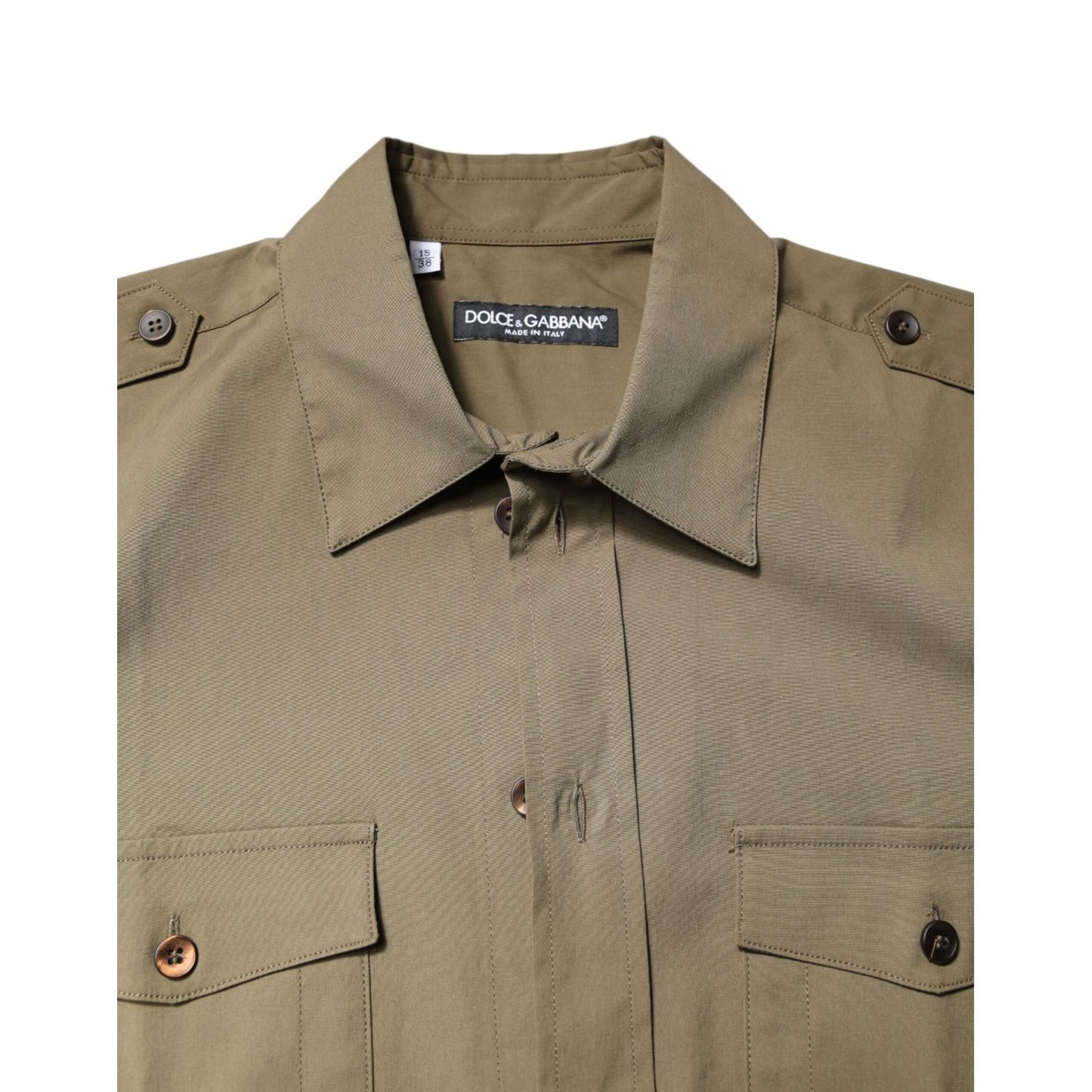 Dolce & Gabbana Brown Cotton Stretch Casual Long Sleeves Shirt