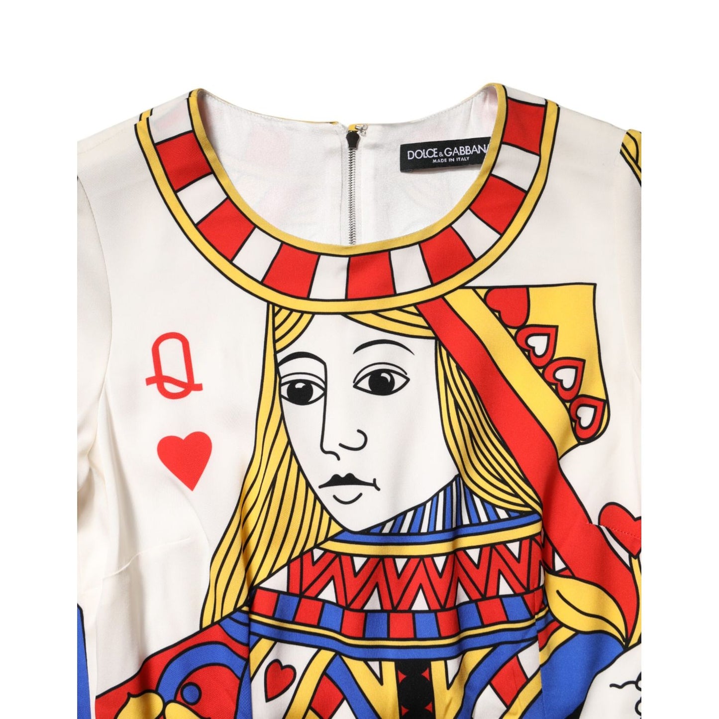 Dolce & Gabbana White Queen Of Heart Short Sleeve Midi Dress