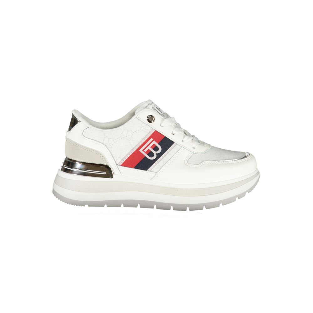Laura Biagiotti White Polyester Women Sneaker with logo and contrasting details for sporty chic style.