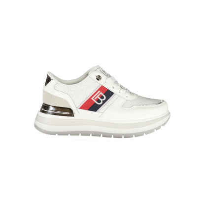 Laura Biagiotti White Polyester Women Sneaker with logo and contrasting details for sporty chic style.