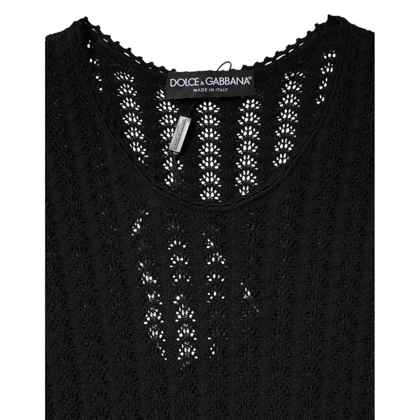 Dolce & Gabbana Black Cashmere Long Sleeves A-line Midi Dress