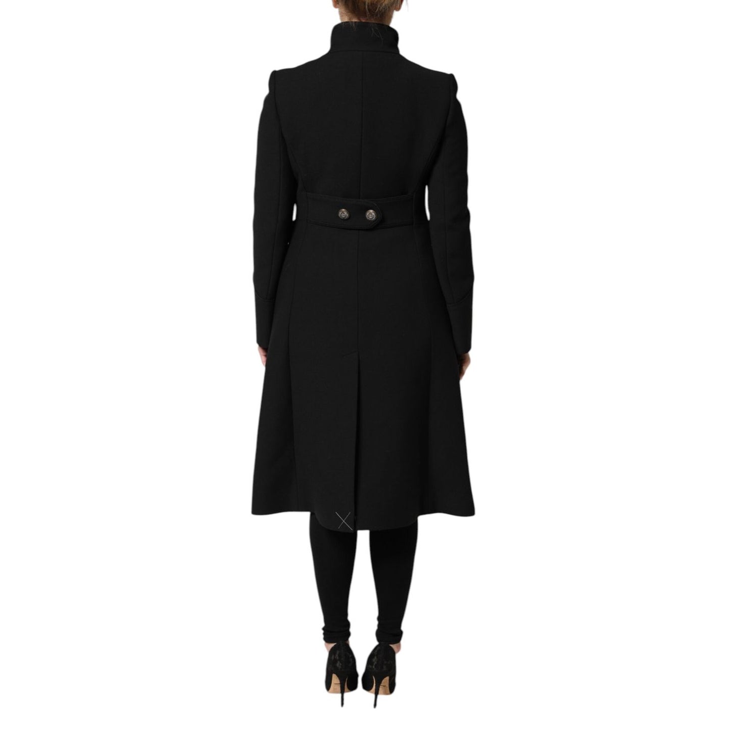 Dolce & Gabbana Black Wool Single Breasted Trench Coat Jacket