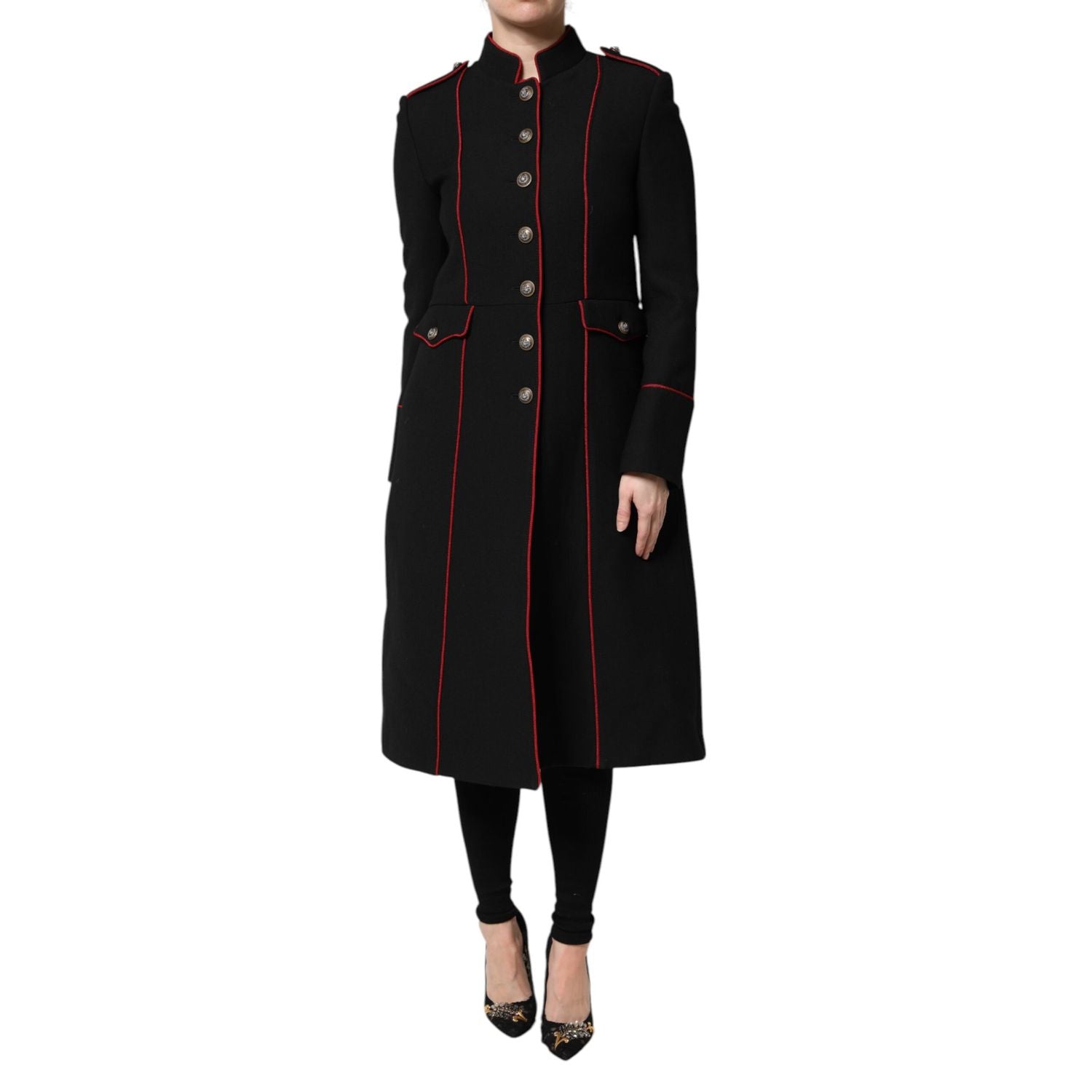 Dolce & Gabbana Black Wool Single Breasted Trench Coat Jacket
