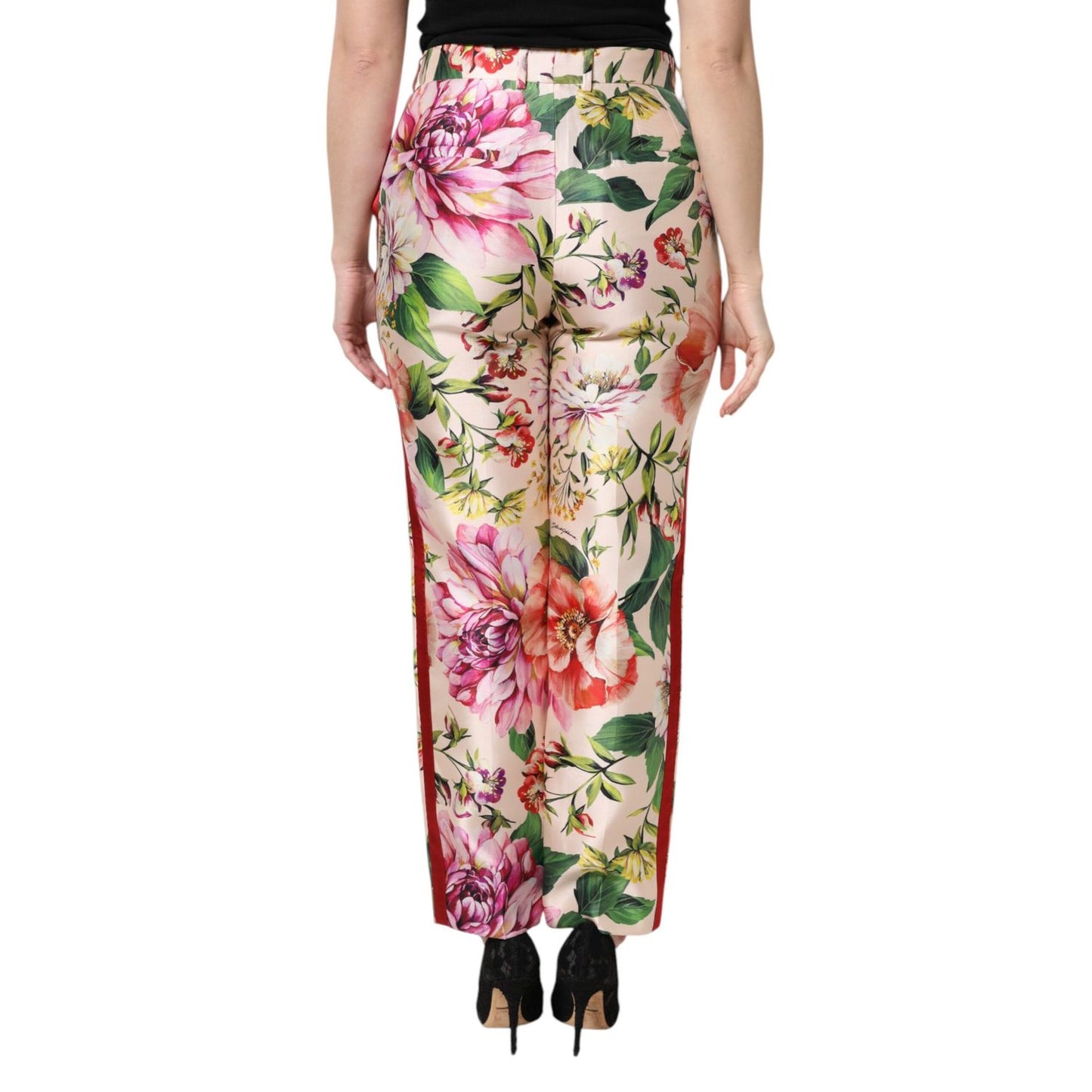Dolce & Gabbana Multicolor Floral High Waist Straight Pants