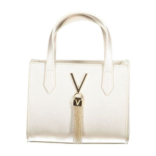 Elegant Mario Valentino Brown Polyethylene Women Handbag with gold V emblem and tassel detail.