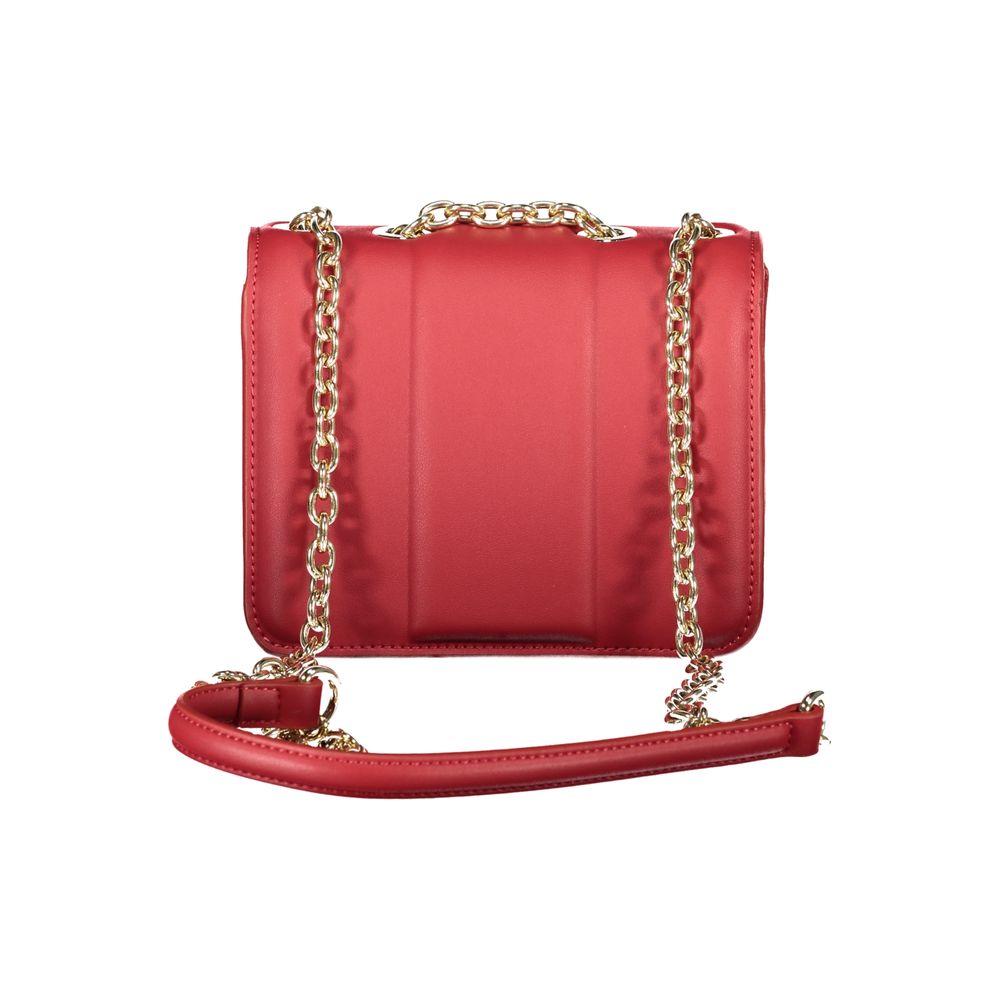 Mario Valentino Red Polyethylene Women Handbag with chain strap, elegant and bold accessory for any occasion.