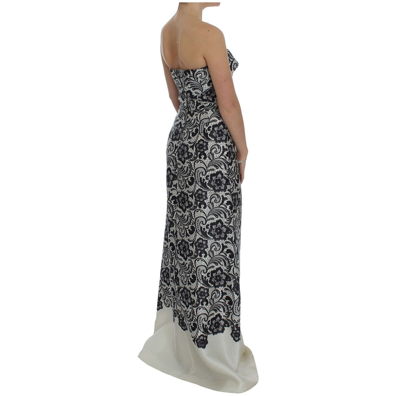 优雅丝绸蕾丝紧身胸衣长裙