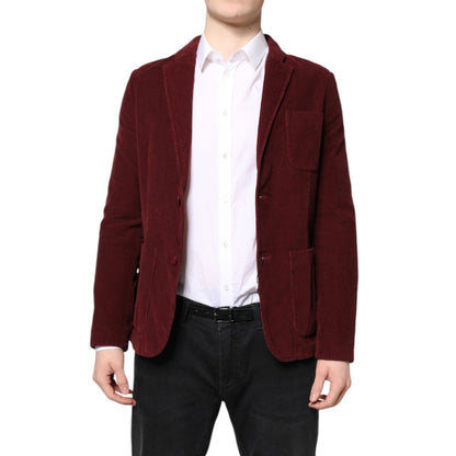 GF Ferre Maroon Corduroy Regular Fit Men Coat Blazer Jacket