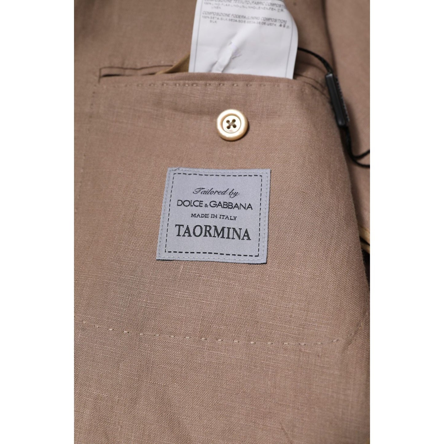 Dolce & Gabbana Beige TAORMINA Single Breasted Coat Blazer KOS2315-58