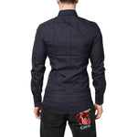 Dolce & Gabbana Dark Blue GOLD Cotton Dress Formal Shirt