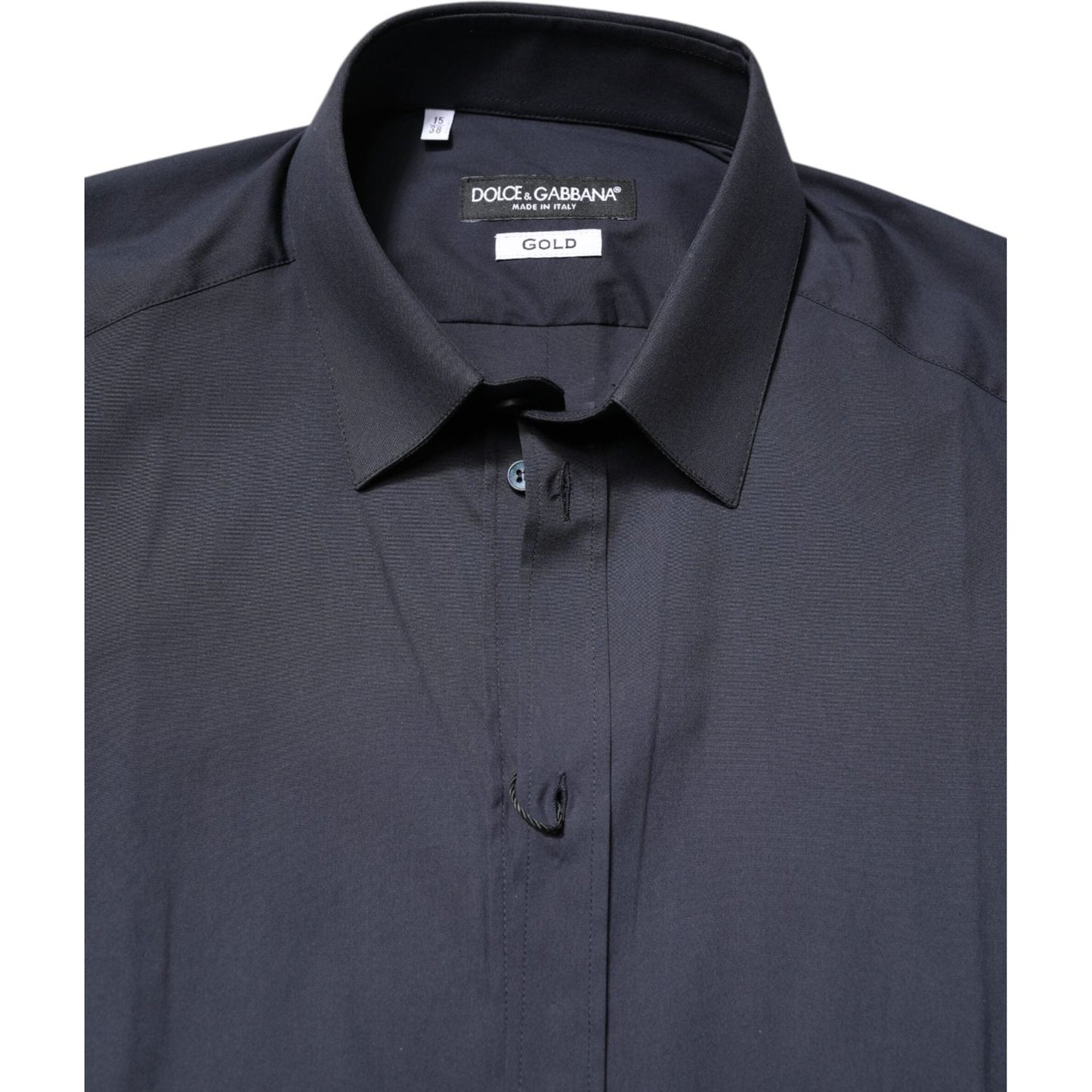 Dolce & Gabbana Dark Blue GOLD Cotton Dress Formal Shirt