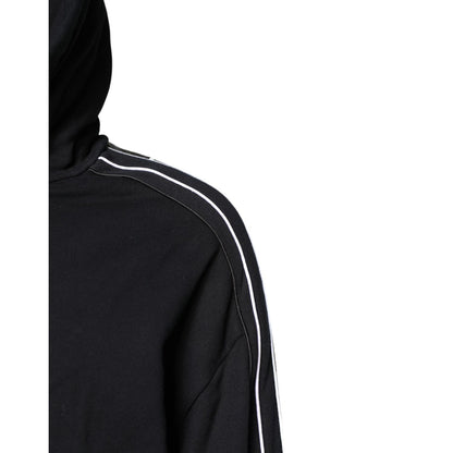 Dolce & Gabbana Black Cotton Logo Hooded Sweatshirt Sweater