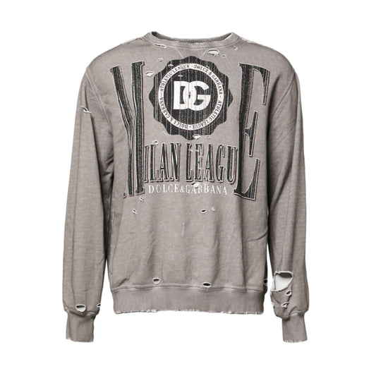 Dolce & Gabbana Gray Logo Print Crew Neck Pullover Sweater TSH90294-48