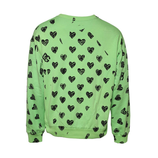 Dolce & Gabbana Green Heart Print Crew Neck Pullover Sweater TSH90296-52