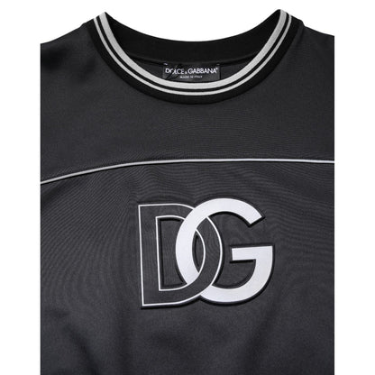 Dolce & Gabbana Black Logo Polyester Crew Neck Men Pullover Sweater