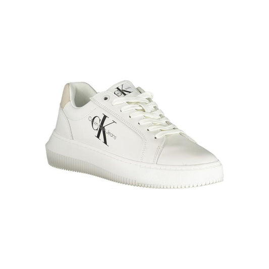 Calvin Klein Chic White Lace-Up Sneakers with Contrast Details