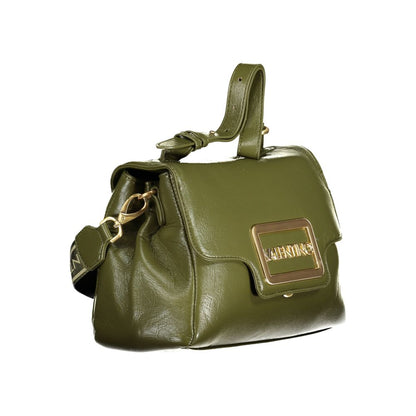 Mario Valentino Green Polyethylene Handbag with adjustable handle, removable strap, dual compartments, central pocket, and logo.
