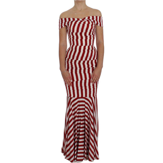 Dolce & Gabbana Dolce & Gabbana Elegant Red and White Striped Silk Bodycon Dress NOC10086-3 1728,67345645728,Clothing,Dolce & Gabbana,Dresses - Women - Clothing,IT40|S,New with tags,Red,Women,Women - Clothing