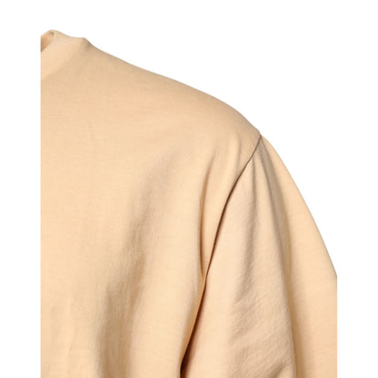 Dolce & Gabbana Beige Cotton Logo Print Crew Neck T-shirt