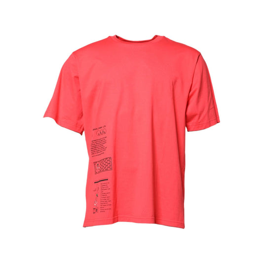 Dolce & Gabbana Red Cotton Lettering Print Crew Neck T-shirt THS90367-52