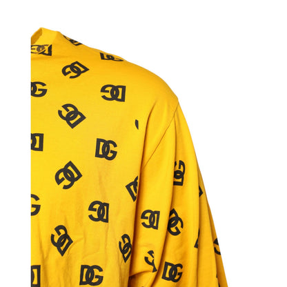Dolce & Gabbana Yellow Cotton DG Logo Print Cropped T-shirt