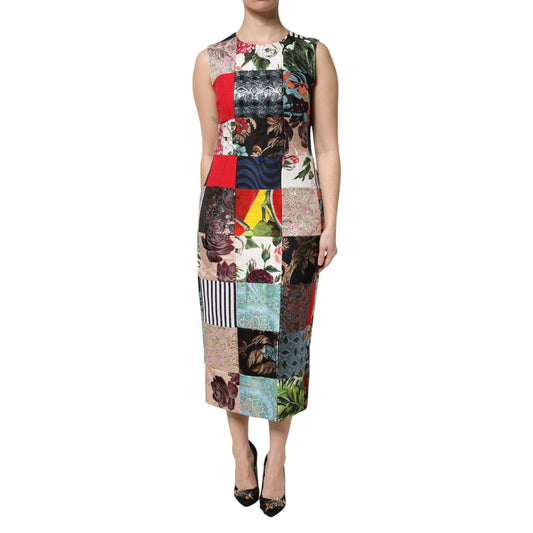 Dolce & Gabbana Multicolor Patchwork Sleeveless Sheath Dress