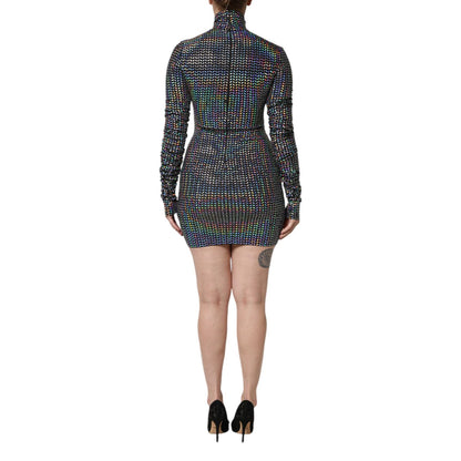 Dolce & Gabbana Black Embellished Nylon Bodycon Mini Dress