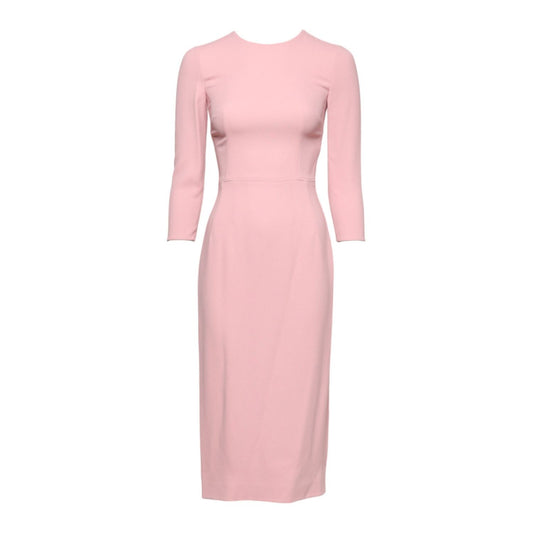 Dolce & Gabbana Pink Viscose 3/4 Sleeves Sheath Midi Dress DR281178-36