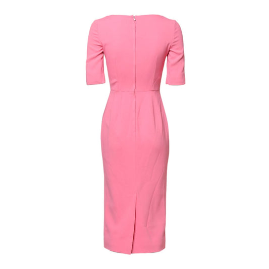 Dolce & Gabbana Pink Viscose Short Sleeve Sheath Midi Dress DR281201-36