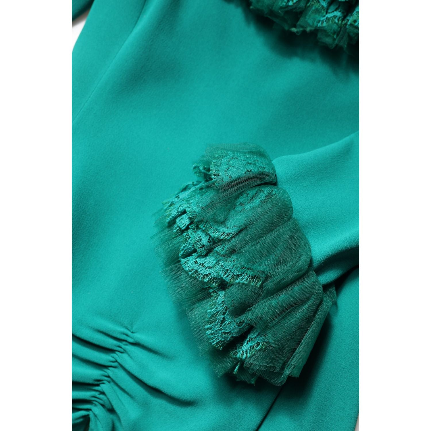 Dolce & Gabbana Green Lace Off Shoulder Sheath Mini Dress