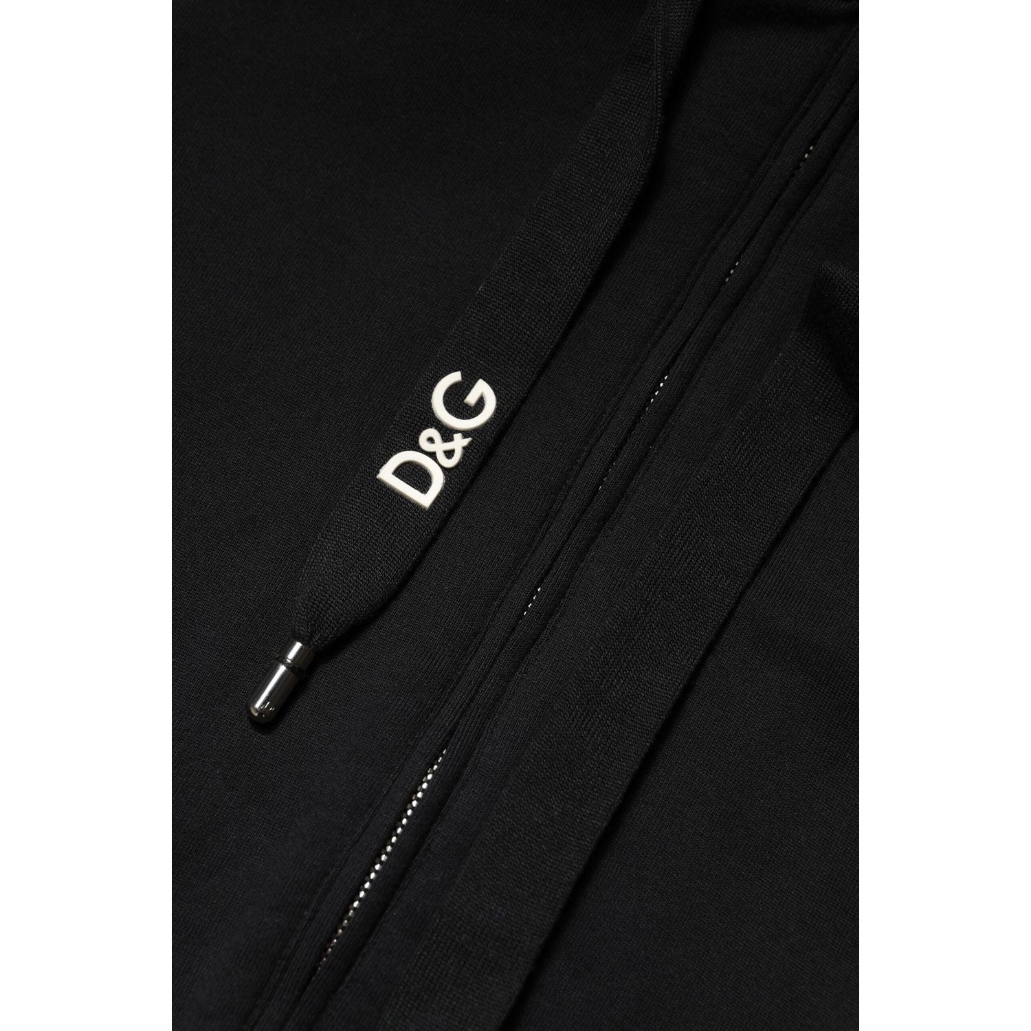 Dolce & Gabbana Black Cotton Hooded Full Zip Sweatshirt Sweater