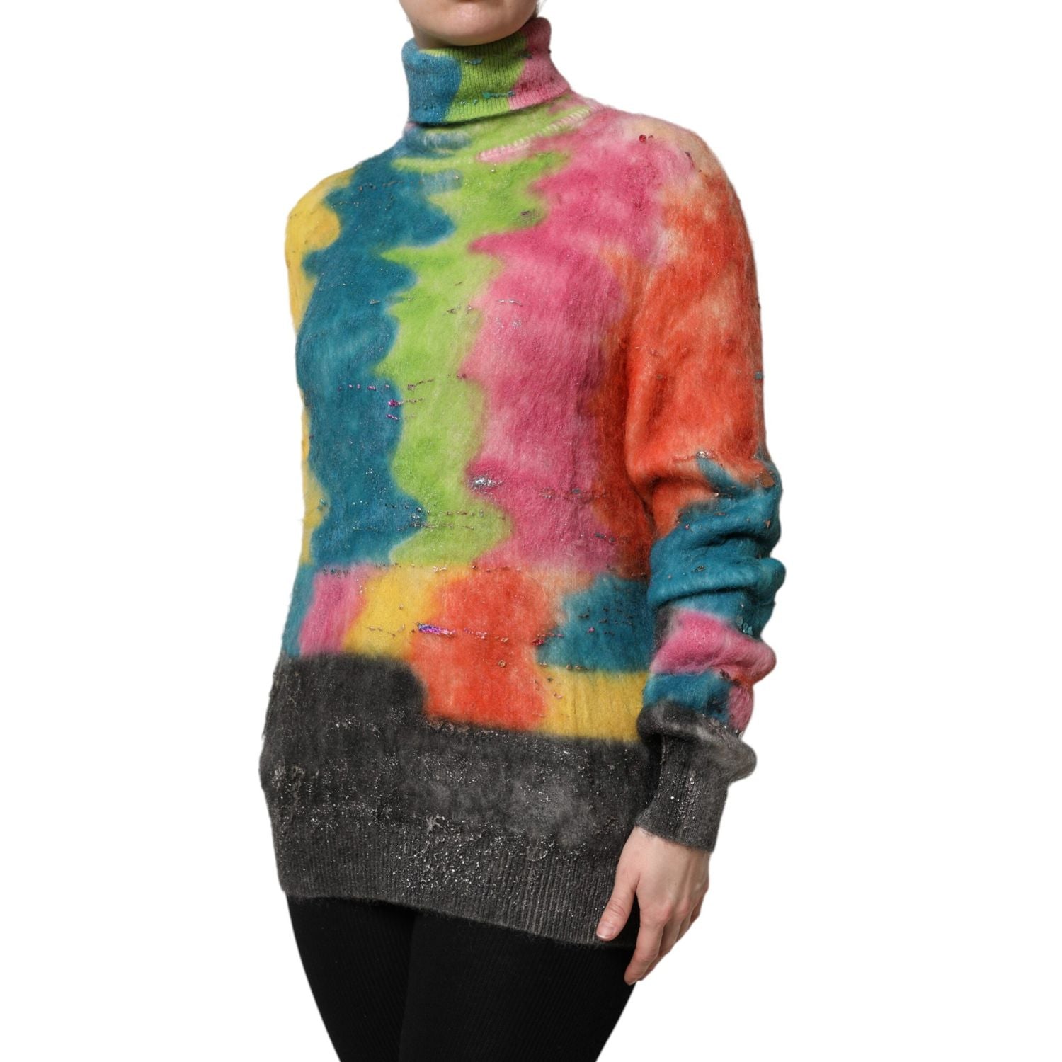 Dolce & Gabbana Multicolor Mohair Turtleneck Pullover Sweater