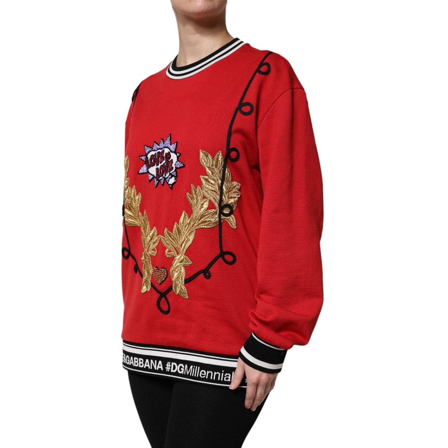 Dolce & Gabbana Red Cotton Queen Sequined Pullover Sweater TSH90391-40