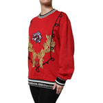 Dolce & Gabbana Red Cotton Queen Sequined Pullover Sweater TSH90391-40