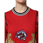 Dolce & Gabbana Red Cotton Queen Sequined Pullover Sweater TSH90391-40