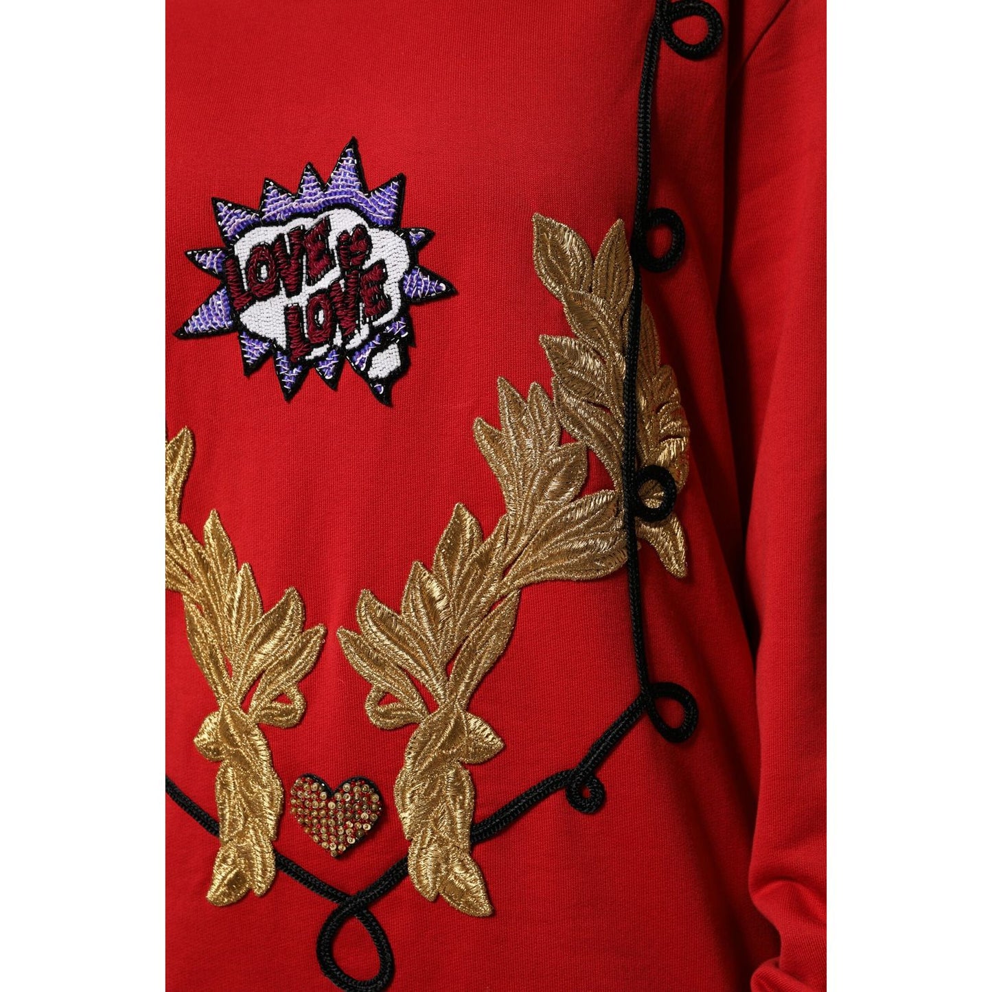 Dolce & Gabbana Red Cotton Queen Sequined Pullover Sweater TSH90391-40