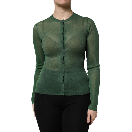Dolce & Gabbana Green Polyester Long Sleeves Cardigan Sweater THS90399-40
