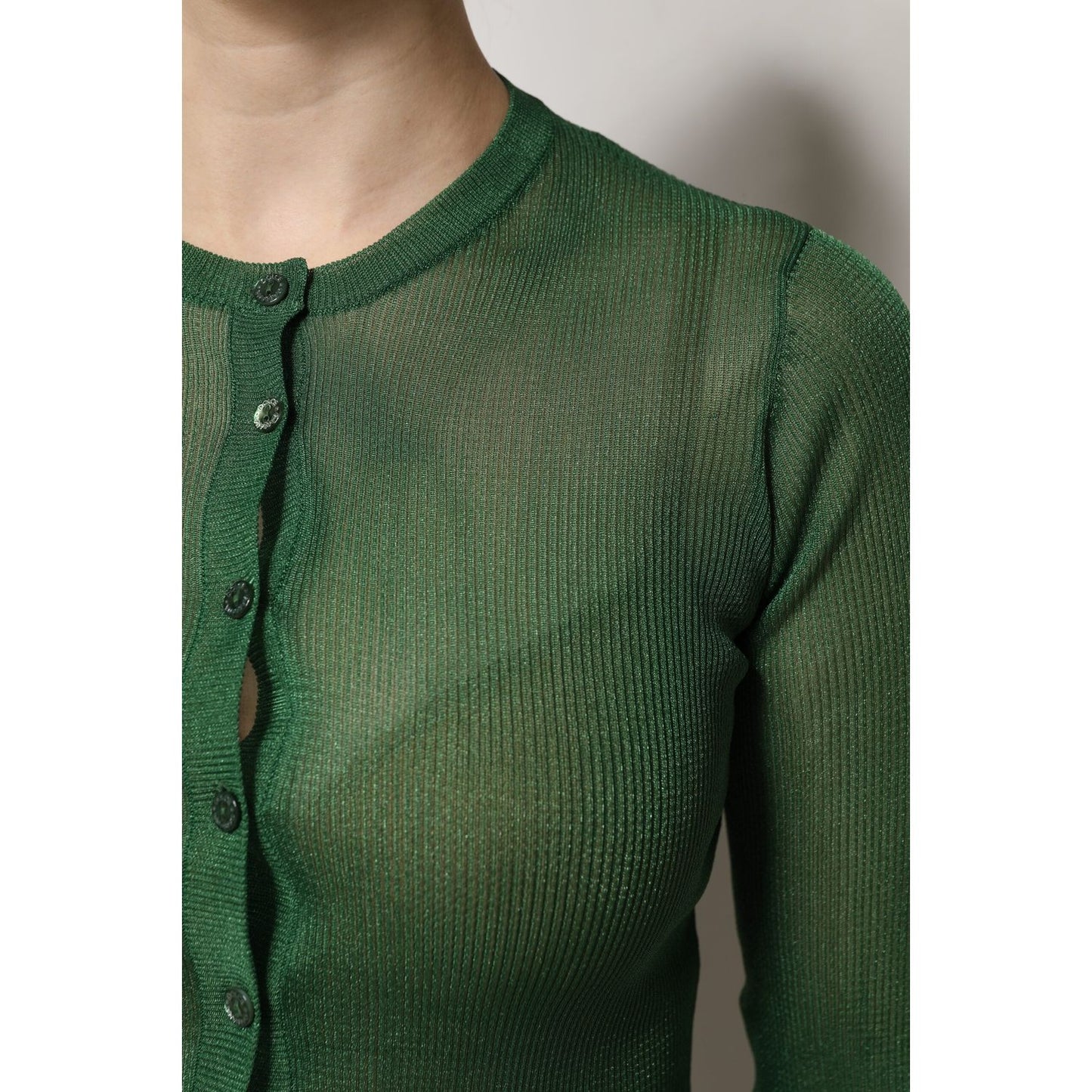 Dolce & Gabbana Green Polyester Long Sleeves Cardigan Sweater THS90399-40