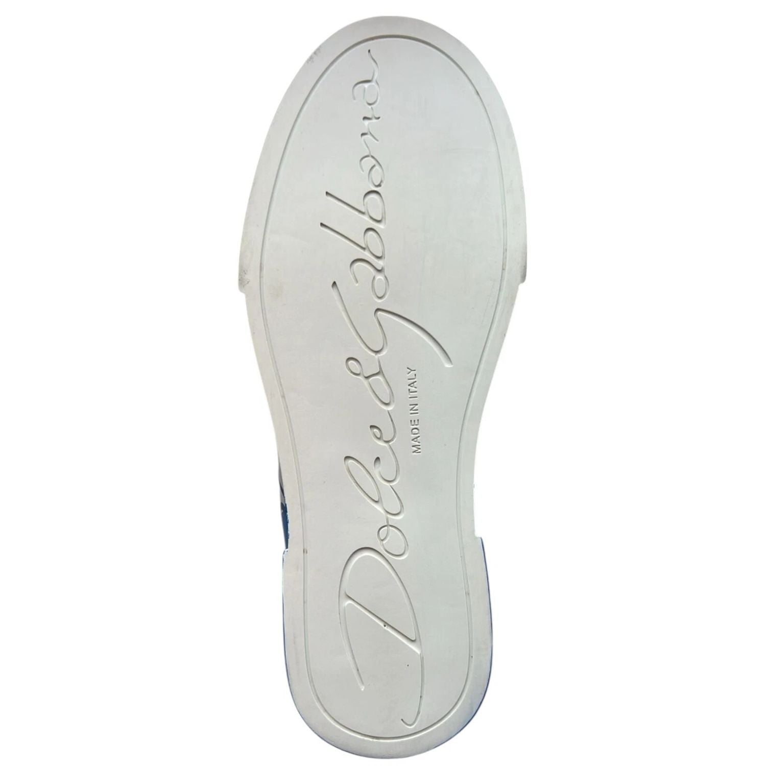 Dolce & Gabbana White Blue Logo Portofino Sneakers Shoes