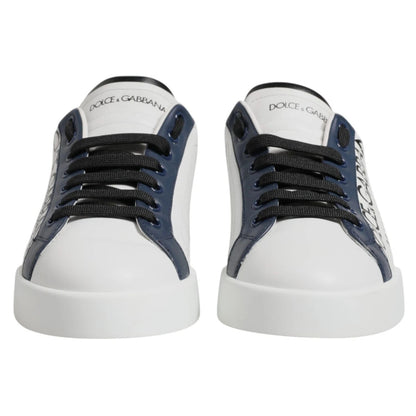 Dolce & Gabbana White Blue Crown Low Top Men Sneakers Shoes