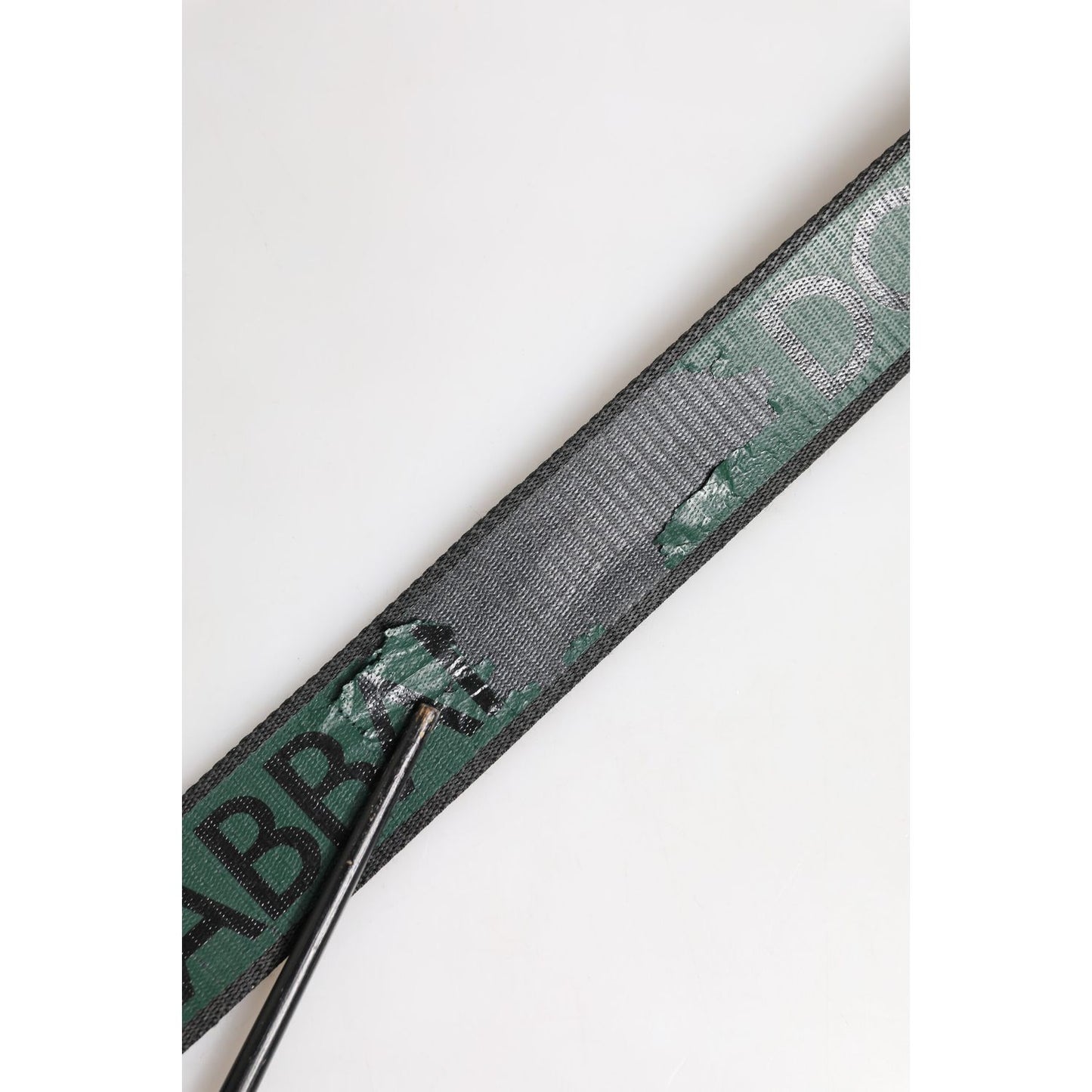 Dolce & Gabbana Green Black Polyester DG Logo Buckle Belt