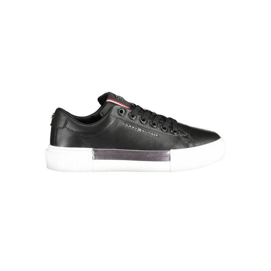 Tommy Hilfiger Black Leather Women Sneaker TO-37495-EU36/US6