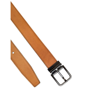 Dolce & Gabbana Brown Classic Calf Leather Silver Buckle Belt