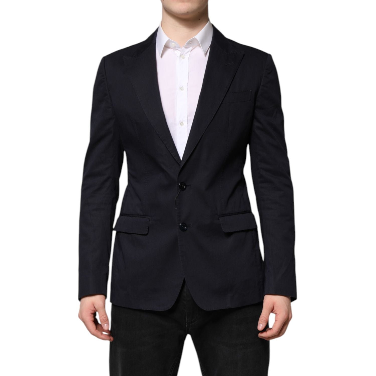 Dolce & Gabbana Dark Blue TAORMINA Cotton Blazer Suit Jacket