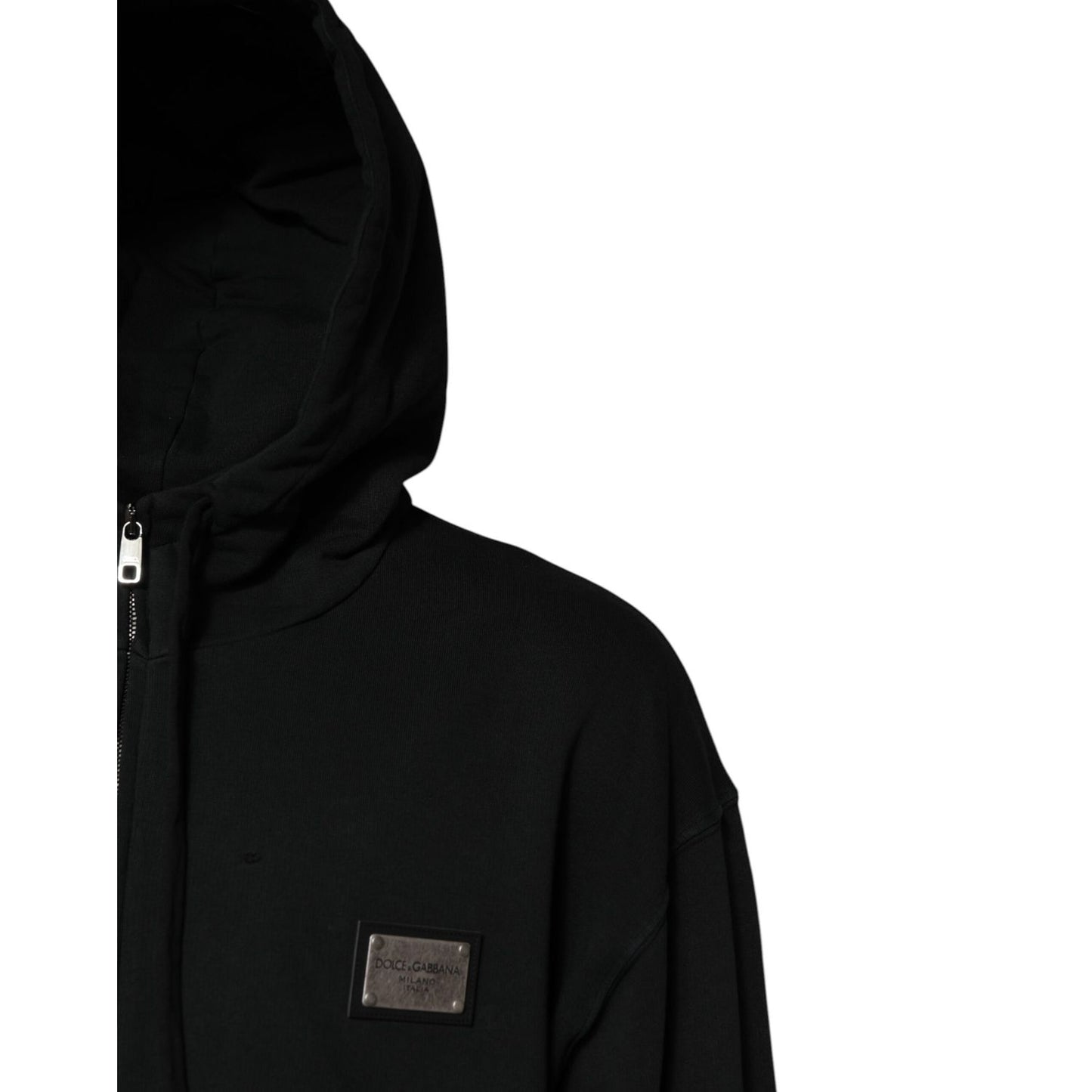 Dolce & Gabbana Black Logo Full Zip Hooded Men Sweatshirt Sweater