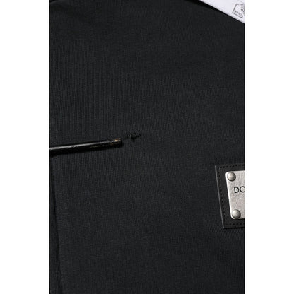 Dolce & Gabbana Black Logo Full Zip Hooded Men Sweatshirt Sweater