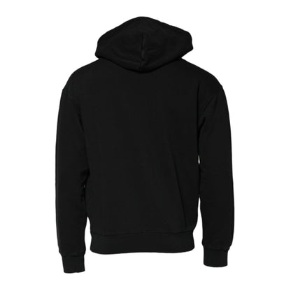 Dolce & Gabbana Black Logo Full Zip Hooded Men Sweatshirt Sweater