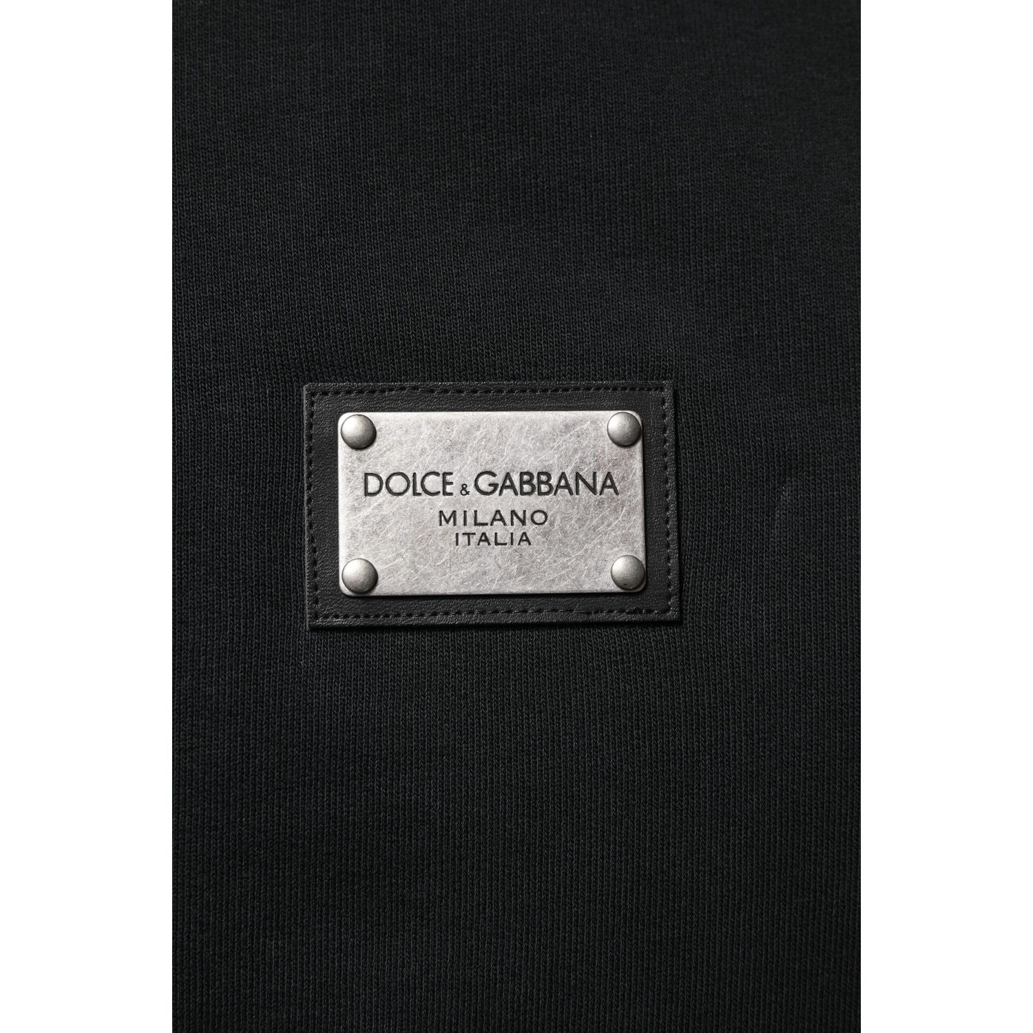 Dolce & Gabbana Black Logo Full Zip Hooded Men Sweatshirt Sweater